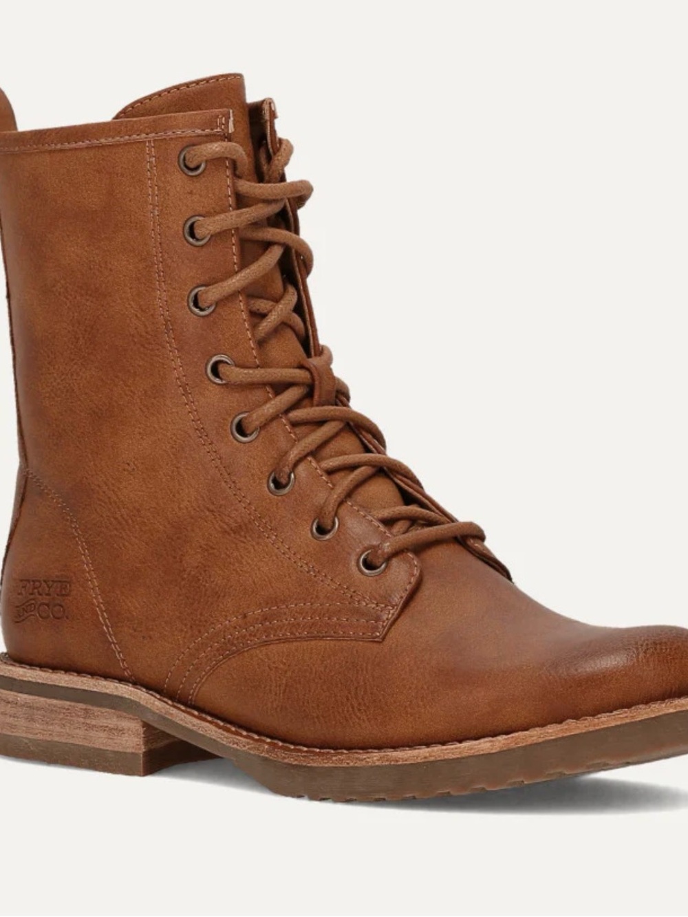 Frye Chesnee Combat Tan Leather Lace-Up Ankle Boot 9